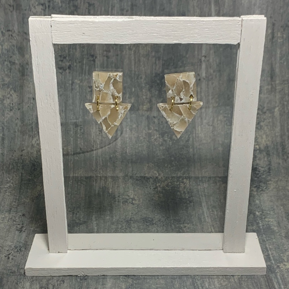 Translucent White Marble Handcrafted Clay Earrings (Hypoallergenic)
